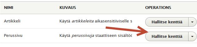 Mene kohtaan Rakenne ja napsauta linkkiä