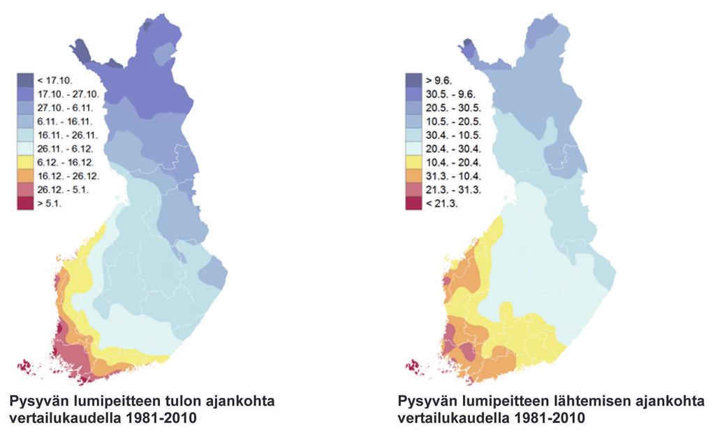 3 3 B2-osa Ratkaise kolme tehtävistä 10 13. 10. Ilmatieteen laitoksen tilastoista selviää, milloin maamme eri osiin tulee pysyvä lumipeite ja milloin se lähtee.