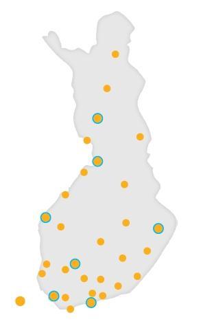 RIKUn toiminta-alue Aluetoimistot (7) Helsinki, Joensuu, Oulu, Rovaniemi Tampere, Turku ja Vaasa, Palvelupisteet (31) Ahvenanmaa, Helsinki, Hämeenlinna, Ivalo, Joensuu, Jyväskylä, Järvenpää, Kajaani,