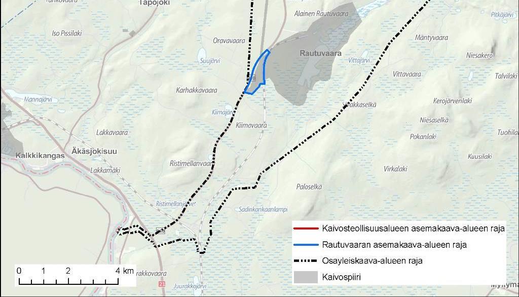 poistunutta pääosin maisemoimatonta kaivosaluetta. Asemakaavoitettava alue sijoittuu kaivospiiripäätöksen mukaisen kaivosalueen sisälle.