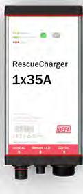 Tuotteet - Rescue-akkulaturit RescueCharger 1x12, 1x20, 1x35 DEFA RescueCharger mallisto on kehitetty hälytysajoneuvoihin, jotka kytketään ja irroitetaan 230 V:sta usein vuorokauden aikana.