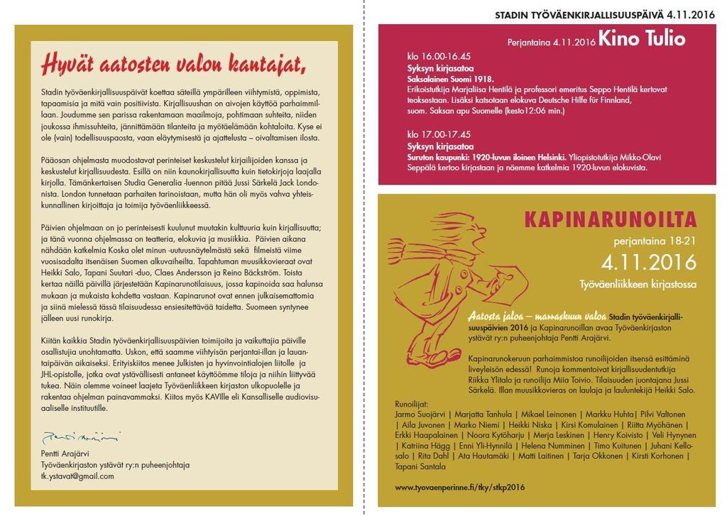 Liitteet Ohjelma: Aatosta jaloa marraskuun