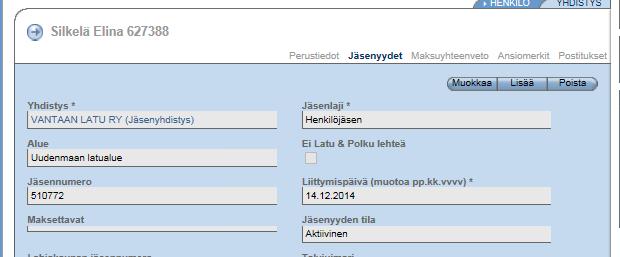 Yksi henkilö voi olla jäsenenä Suomen Ladun useassa jäsenyhdistyksessä, jolloin hänellä on erillinen jäsennumero jokaiselle jäsenyydelle.