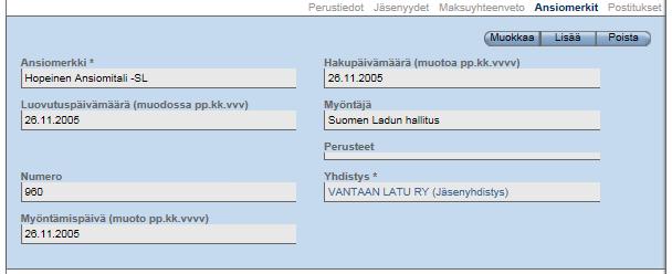 Ansiomerkkien hakuprosessista vastaa Suomen Ladun toimistolla Johanna Yli-Opas. Ansiomerkit myöntää Suomen Ladun hallitus.