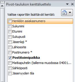 jos haluat mieluummin leveän kuin korkean taulukon) = 5.