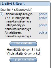 Valitse Jäsenlaji-kohdasta Rinnakkaisjäsenyys Lahjajäsenyys,