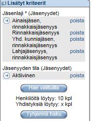 Aktiivinen= jäsenyys voimassa Passiivinen= jäsenyys voimassa, mutta jäsenmaksu maksamatta kahdesta maksumuistutuksesta huolimatta