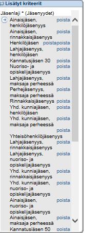 välilehdeltä Rajaavat kriteerit.