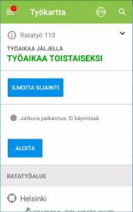 2.2. Ratatyö-näkymä Kun ratatyöllä on yksilöivä tunnus, se näkyy työkartan alareunassa olevassa Ratatyönäkymässä.