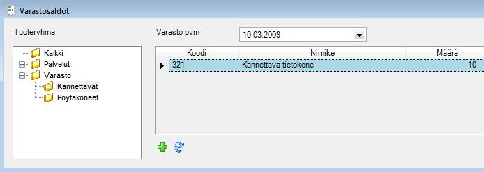 Varastotapahtumien käsittelemiseksi on määriteltävä varastotuotteet.