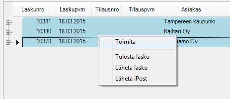 10.8. Toimitus Käyttäessäsi Laskujen toimitus-toimintoa sinun ei tarvitse huolehtia laskun toimitustavasta.