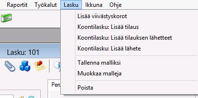 11. HYVITYSLASKU viivästyskorot. Näytölle avautuu Viivästyskoron muodostaminen-ikkuna, jossa näkyvät ne laskut, jotka on suoritettu myöhässä ja niistä syntyneet viivästyskorot.