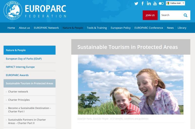 The European Charter for Sustainable Tourism in Protected Areas 2012 tehtiin Europarcille hakemus, jossa osoitettiin tavoitteellinen tapa viisivuotiskaudeksi toimia kestävyyden