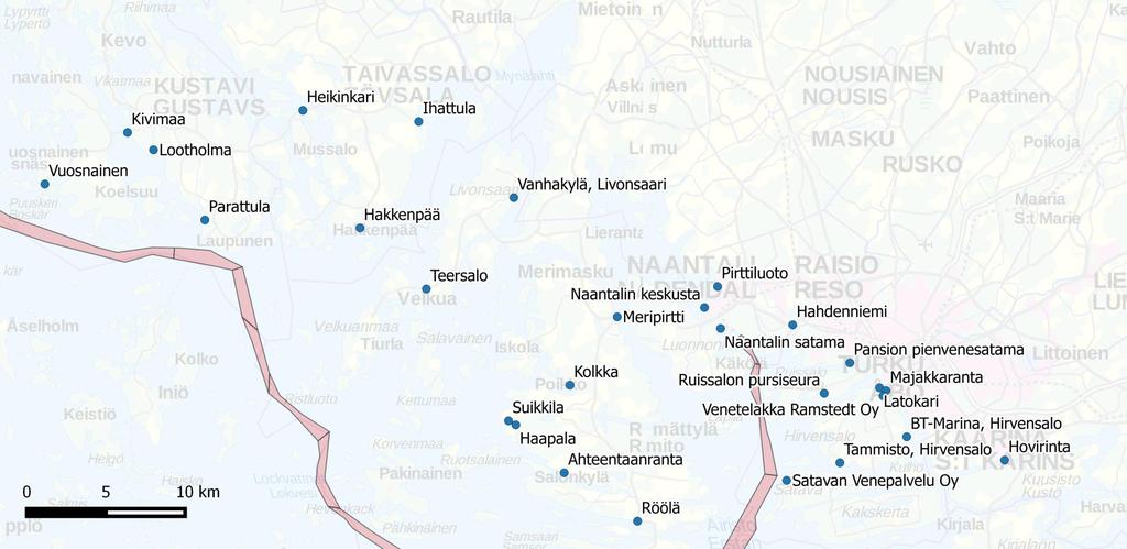 3 LOUNAISRANNIKON VENEENLASKUPAIKAT Kuva 9.