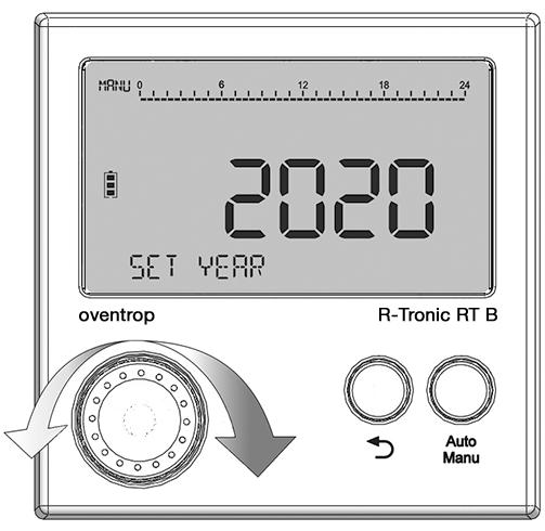 1 Päivämäärän ja kellonajan asettaminen Langaton termostaatti pyytää automaattisesti asettamaan ajan ja kellonajan, kun laite kännistetään.