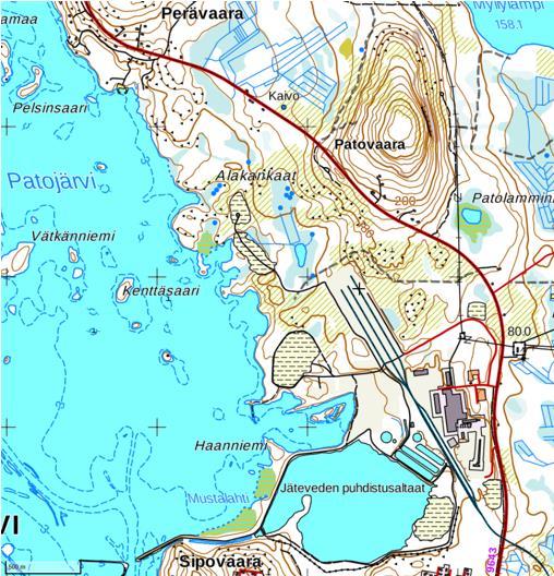 Kuva 1.3-2. Hankealueen sijainti Kemijärvellä. (Kartta: Maanmittauslaitos) 1.3.1 Tiedot kiinteistöistä Kemijärven kaupunki on varannut noin 150 hehtaarin alueen biojalostamon käyttöön.