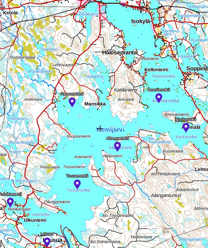 Kuva 6.7-8 Alueet Kemijärvellä, jossa harjoitetaan kaupallista kalastusta. 6.7.7 Kalastusrajoitukset Hankealueella on kolme kalastuskieltoaluetta, joissa kalastusta on rajoitettu.