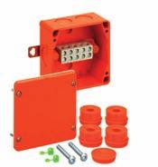 WKE 2-3 x 10² 100 x 100 x 50 mm Kuvaus Tuotenumero Sähkönumero Jakorasia IP54 / IP65 testattu standardin EN 60670 mukaisesti, palonkestoisuus E30 E90 standardin DIN 4102-12 mukaisesti, halogeeniton