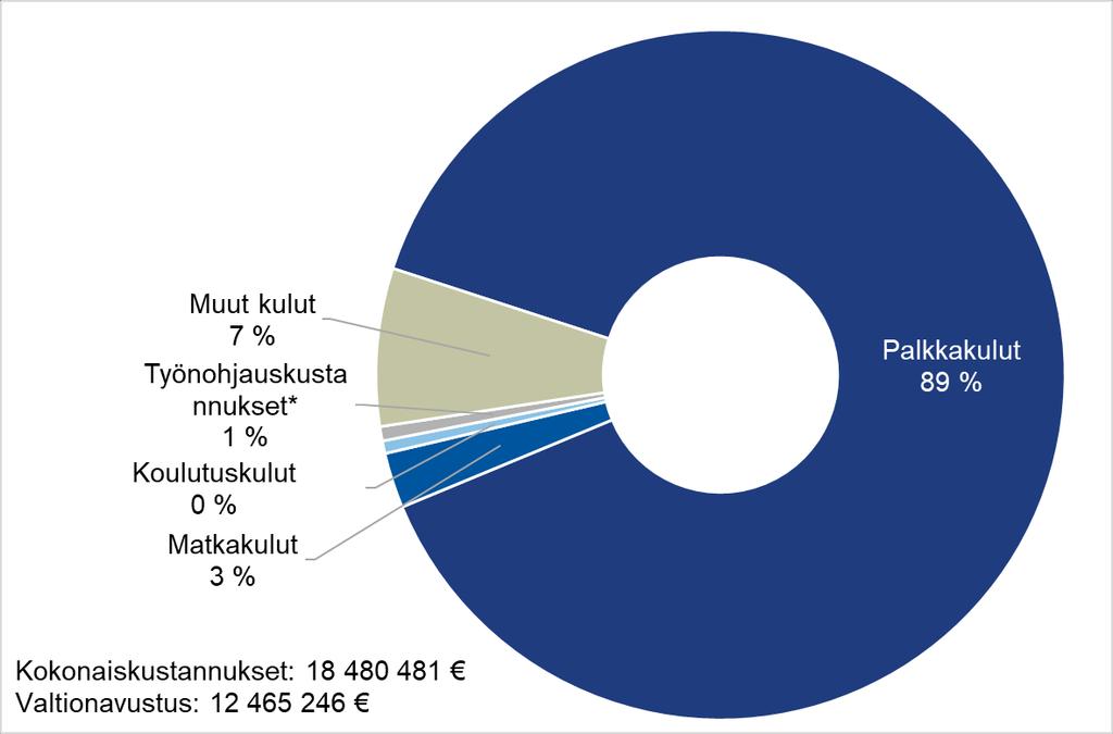 Kuva 32: Kutsunnoissa mukana olleet etsivät vuonna 2017 N=239 Etsivän nuorisotyön kustannukset ja valtionavustukset Vuonna 2017 etsivän nuorisotyön organisaatiot ilmoittivat kustannuksiksi yhteensä