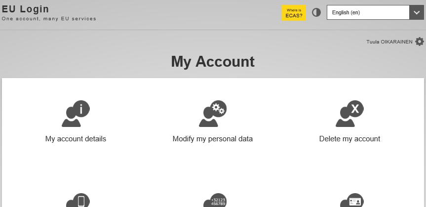 Omien tietojen muokkaus EU Login tilissä Sähköpostiosoitteen tietojen muuttaminen.