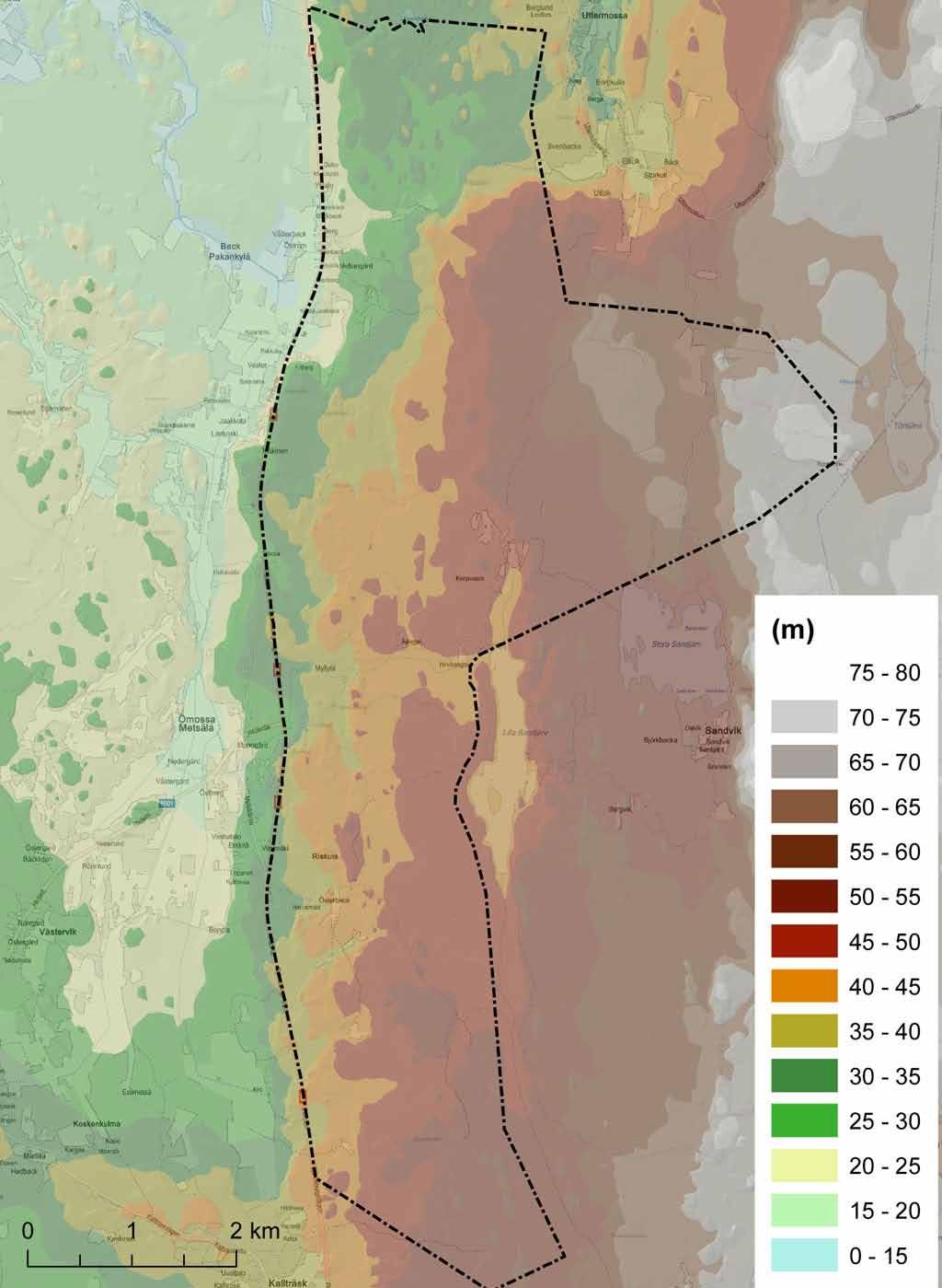 Kuva: Metsälän tuulivoimapuiston topografia. 2.1.4 Pohjavesi Suunnittelualueella ei sijaitse luokiteltuja, arvokkaita pohjavesialueita.