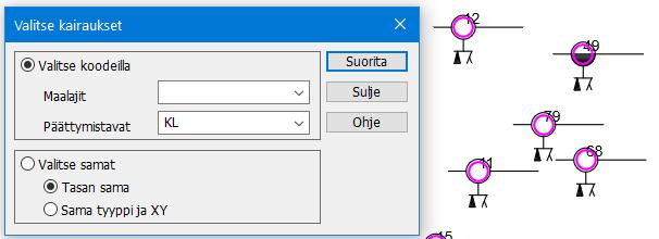 6.3 Muunna hajapisteiksi Toiminnolla Kairaus Muunna hajapisteiksi voidaan muuntaa aktiivisen kairauselementin kairapisteet hajapisteiksi vektoritiedostoon.