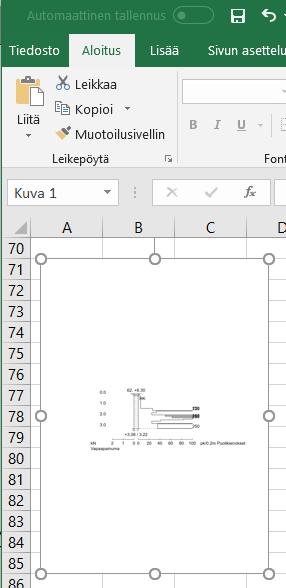 Diagrammin paikkaa paperilla saa muutettua tarttumalla sinisen suorakulmion vasemmassa alakulmassa olevaan pieneen neliöön ja vetämällä paperia hiirellä haluamaansa kohtaan. 7.