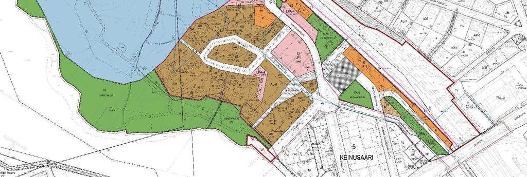 Kaava-alue 32,5 ha, josta ennestään kaavoittamatonta n.