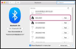 1. Valitse [ (System Preferences)] - [Bluetooth] näytön oikean alareunan tehtäväpalkista. 2.