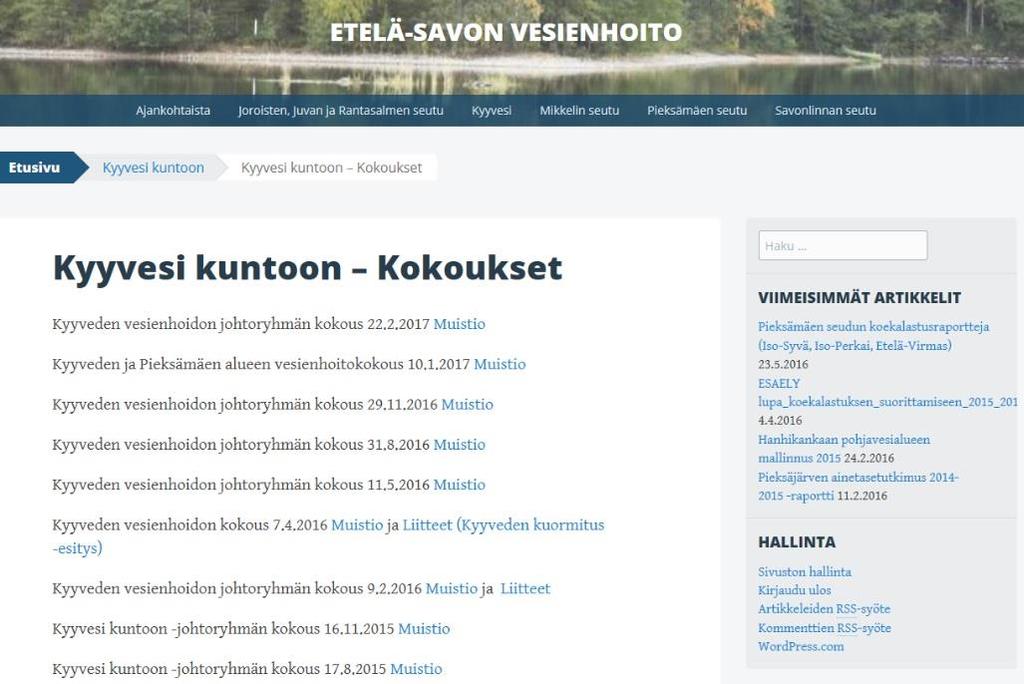 Vesienhoitosuunnitelmat ja toimenpideohjelmat www.ymparisto.
