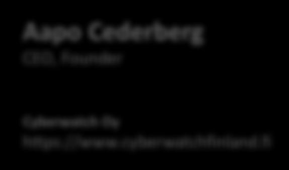 2018 Aapo Cederberg CEO, Founder