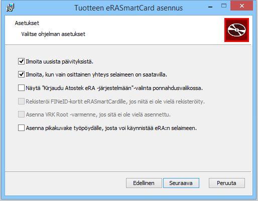 2.3 Ohjelmiston asetukset HUOM! Ennen kuin menet seuraavaan vaiheeseen, tarkista alla olevasta kentästä, että tarvitsetko kaikkia valintoja.