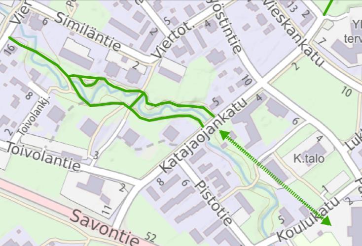 MAUNO KOIVISTON PUISTO Olemassa oleva reitti, jota kehittämällä saadaan voidaan toteuttaa viihtyisä ja esteetön ulkoilualue Polun kehittäminen: leveys, pintamateriaali Siltojen esteettömyyden