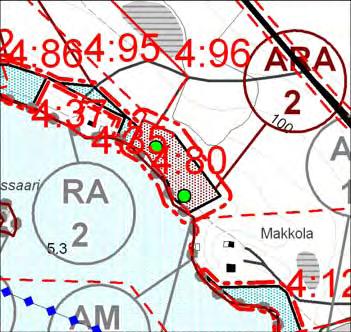 Rantaosayleiskaavan muutosluonnoksessa muutos oli merkitty tilalle 4:35.