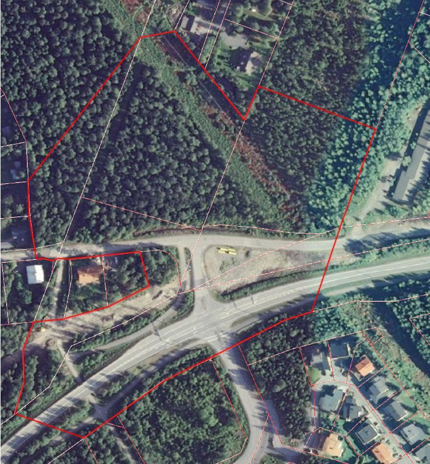 aluevaraukset sekä ohjeellinen kevyen liikenteen kulkuyhteys Metsolantieltä ja Katajatieltä Mäkitielle.