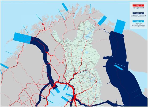 aineistoa 8/2016 Lappi sijaitsee suurten tavaravirtojen