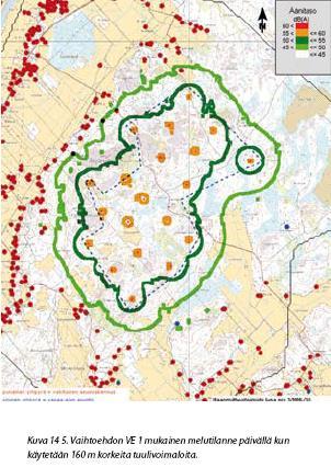 Alla olevat melukäyrät on julkaistu YVA-selostuksessa: Toiminnassa oleva