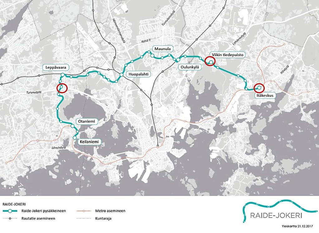 Raitiotiet Raide-Jokeri Raide-Jokerin rakentamisesta on sovittu ja tämänhetkinen arvio rakentamisen aikataulusta on 2019 2024.