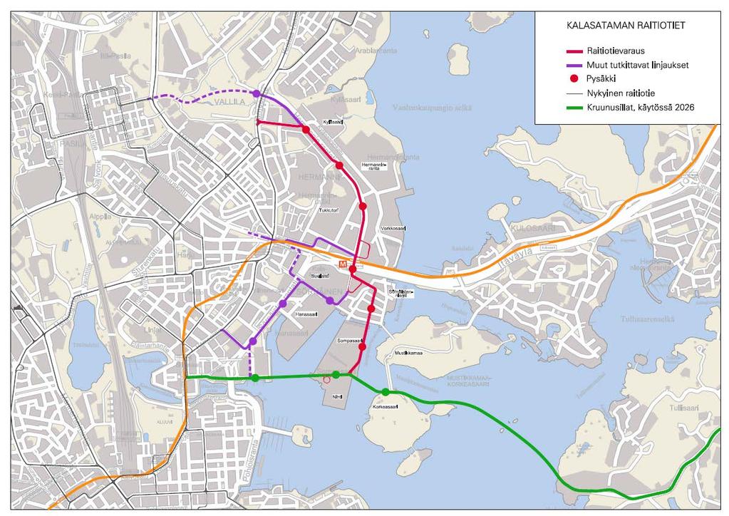 Lähiliikenteessä puolestaan vaihtoyhteystarve Kalasataman työpaikkoihin ja palveluihin kasvaa tulevaisuudessa Kalasataman alueen rakentuessa, jos Itäväylää pitkin kulkevan lähiliikenteen tarjonta