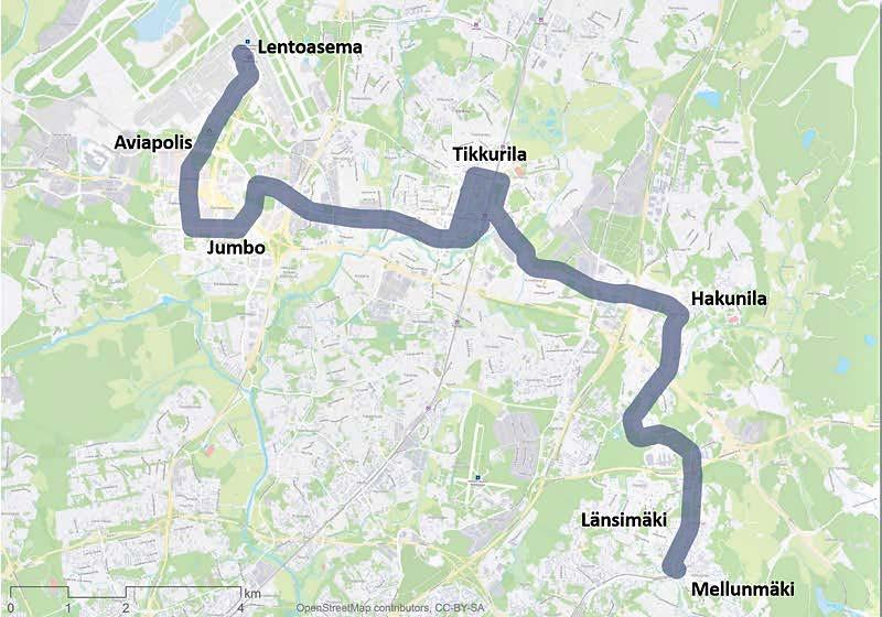 Vantaan raitiotie Mellunmäki Tikkurila Aviapolis Vantaa on laatinut alustavan yleissuunnitelman ja on aloittamassa yleissuunnitelman tekemistä raitiotiestä, joka rakennettaisiin vuonna 2020