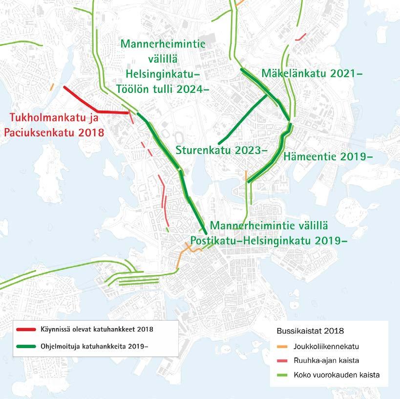 Helsingin tämänhetkinen näkemys Lohjan ja Porvoon suuntien bussiliikenteen kannalta merkittävimpien katuhankkeiden aikataulusta on seuraava (raitiotiehankkeiden ja niihin liittyvien