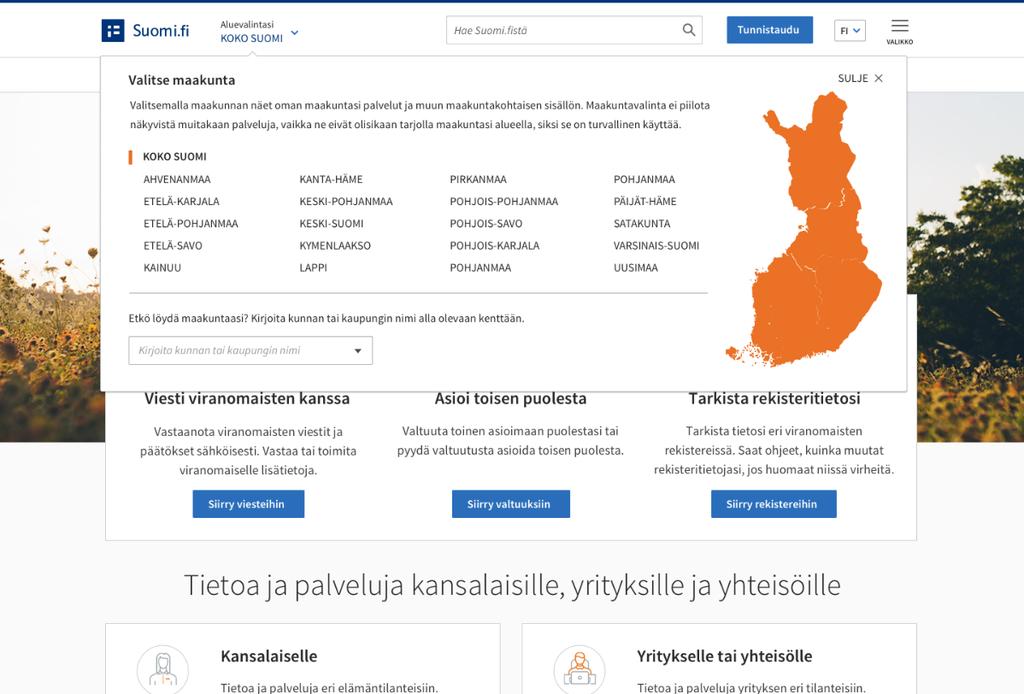 Maakuntanäkymän prototyyppisuunnitelmia