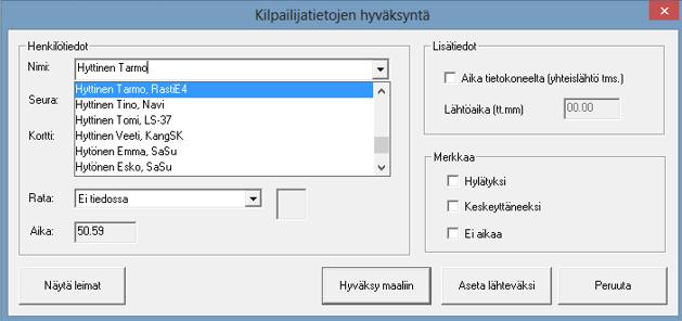 eresults Lite Ohje Rasti E4 Sivu 11 Seuraavaksi kirjoitat suunnistajan nimen Nimi kenttään.