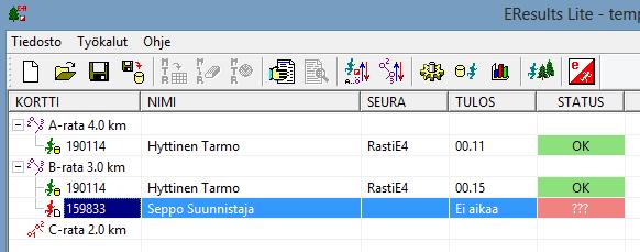 eresults Lite Ohje Rasti E4 Sivu 16 ja puuttuvan leiman tapauksen merkitään perinteisesti iltarasteilla Ei aikaa merkinnällä.