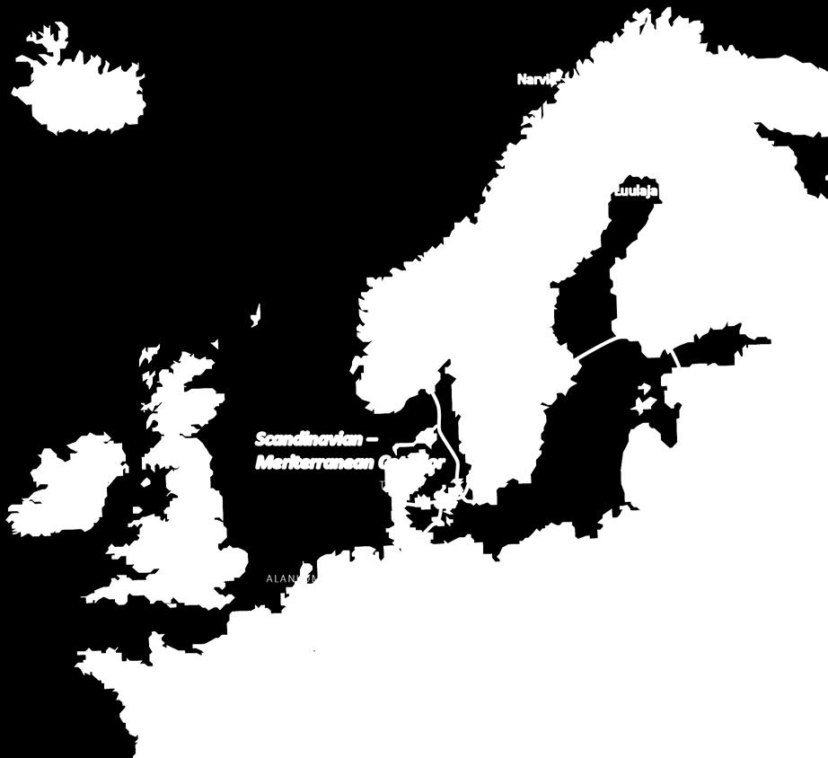 Pohjanmeri-Baltia -ydinverkkokäytävää ehdotetaan jatkettavan Suomen kautta Ruotsin Luulajan ydinsatamaan.