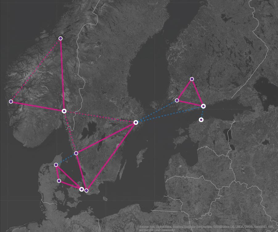 Suomen kasvukolmio on ainutlaatuinen mahdollisuus Pohjoismaiden suurimmat kaupunkikeskittymät ja niiden väliset ratayhteydet Matka-ajat kuvaavat nykytilaa Suomella