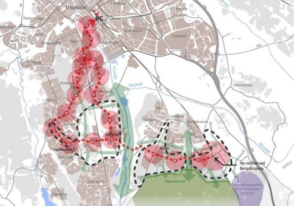 Raideliikenteestä vauhtia kaupunkikehittämiseen Uppsala Lähtökohdat: Ruotsin hallitus halusi laajentaa asuinalueita kaupungeissa ympäri maata vähentääkseen asuntopulaa (keskustelu alkoi v. 2014).