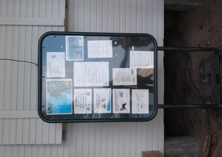 Ilmoitustaulujen tekstit ovat ainoastaan suomeksi. Uimavesitulokset ovat nähtävillä myös ekarjalan uimavesiportaalissa, www.ekarjala.fi. Alueella on kaksi ilmoitustaulua. 9.