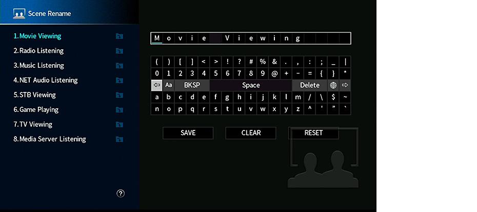 Video Video Mode (s. 4) Volume Master Volume (s. 58) Lipsync Lipsync (s. 04), Viive (s. 7) Speaker Setup Setting Pattern (s. 3), Parametric EQ (s. 5) Zone Interlock Virta (s. 96), Input (s.