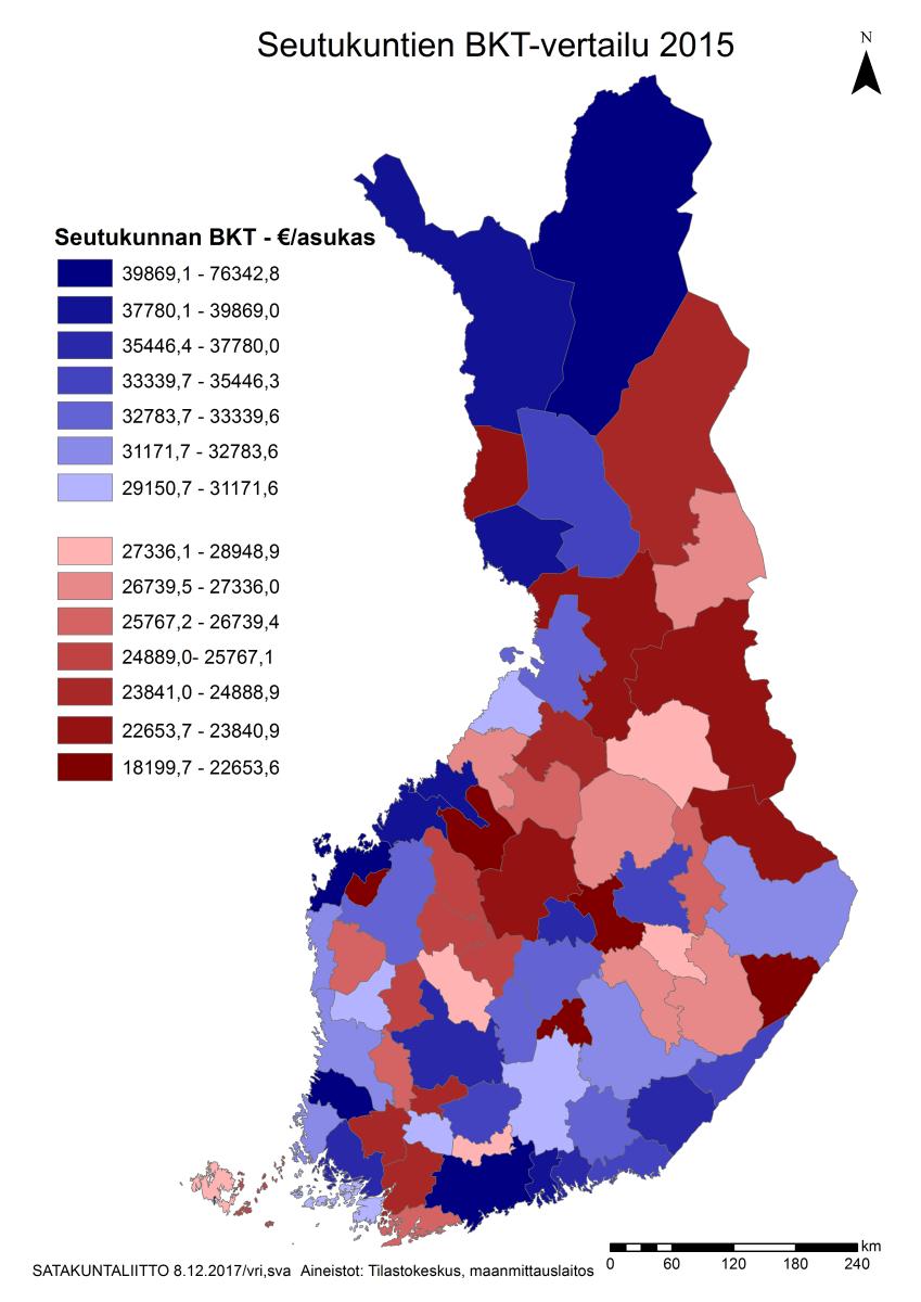 SATAKUNNAN VAHVUUKSIA: BKT Satakunnan BKT henkeä kohden on 19 maakunnasta 5. korkein (36 143 ) v.